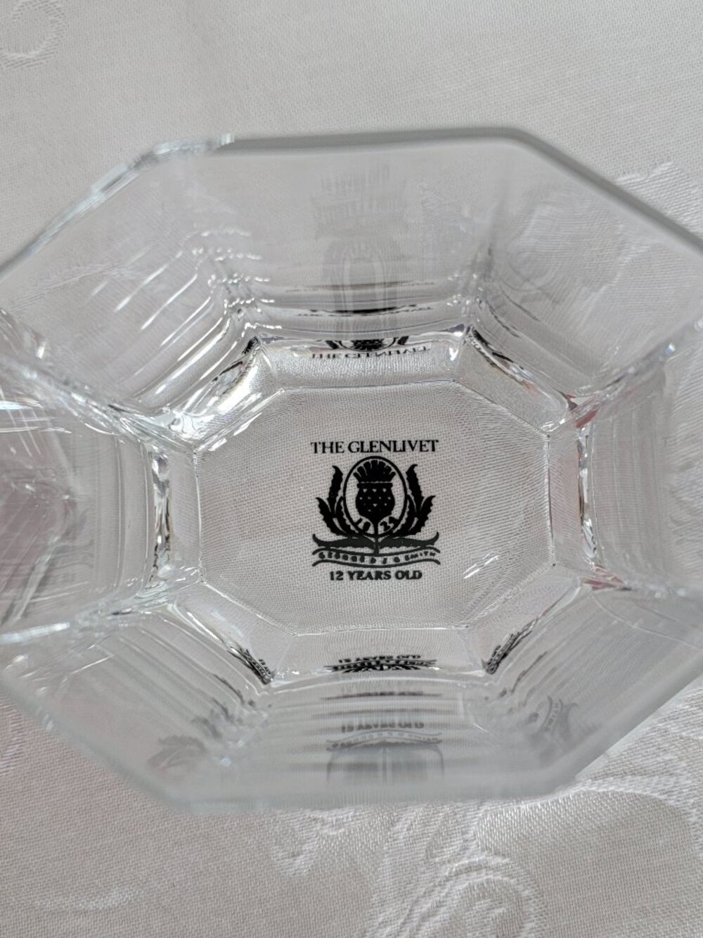 NIB Set of 2 The Glenlivet whisky rocks glasses RARE BLACK LOGO Octagon Shape